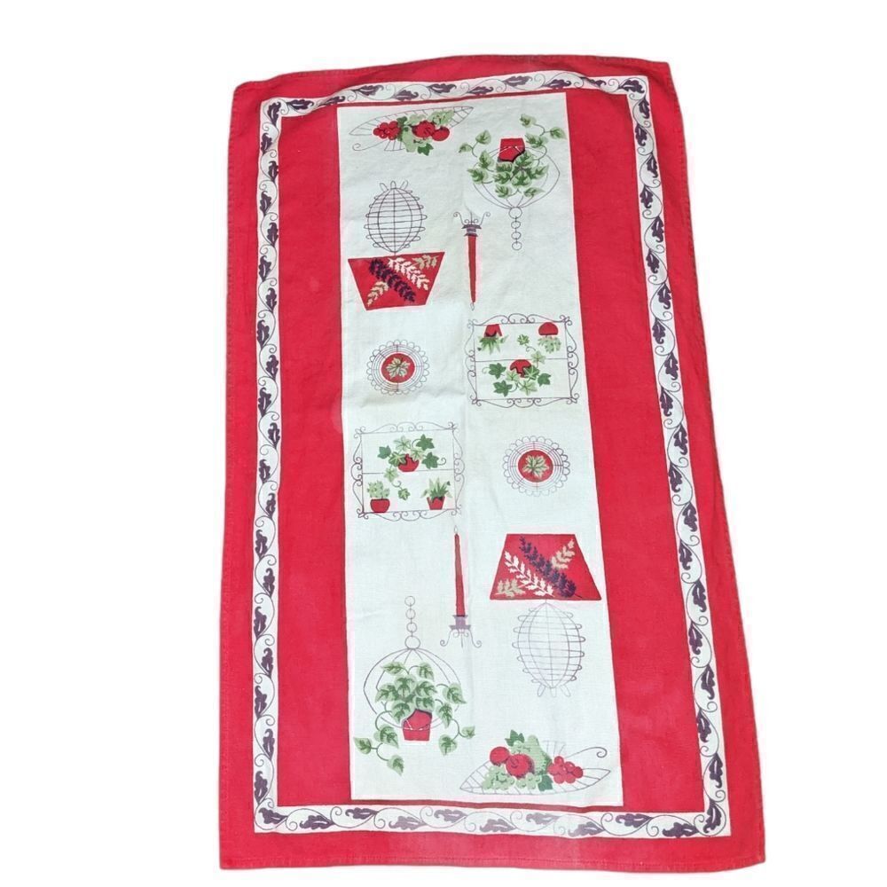 ‎60s vintage red  tea towel